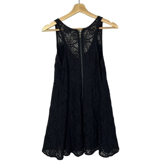 Free People Black V-Neck Lace A-Line Mini Dress XS - Picture 2 of 4